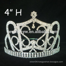 Fashion metal silver plating full round pageant queen crown for sale